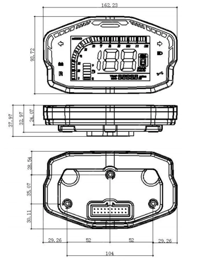 DKD Display speedometer LCD One Line (LIN) Protocol For Electric Bike/Scooter/EV